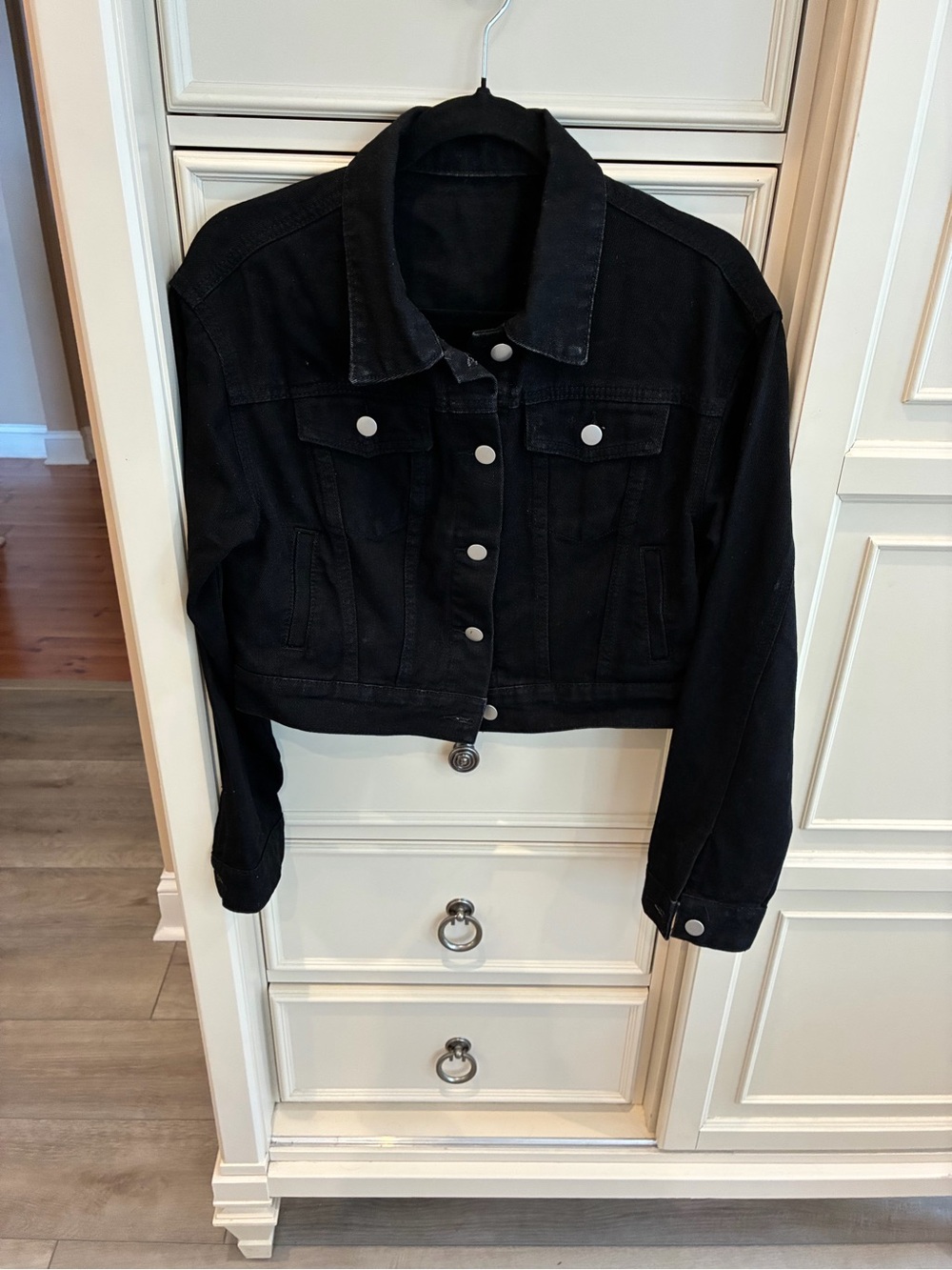 Classic Black Cropped Jean Jacket - Women's Denim Coat